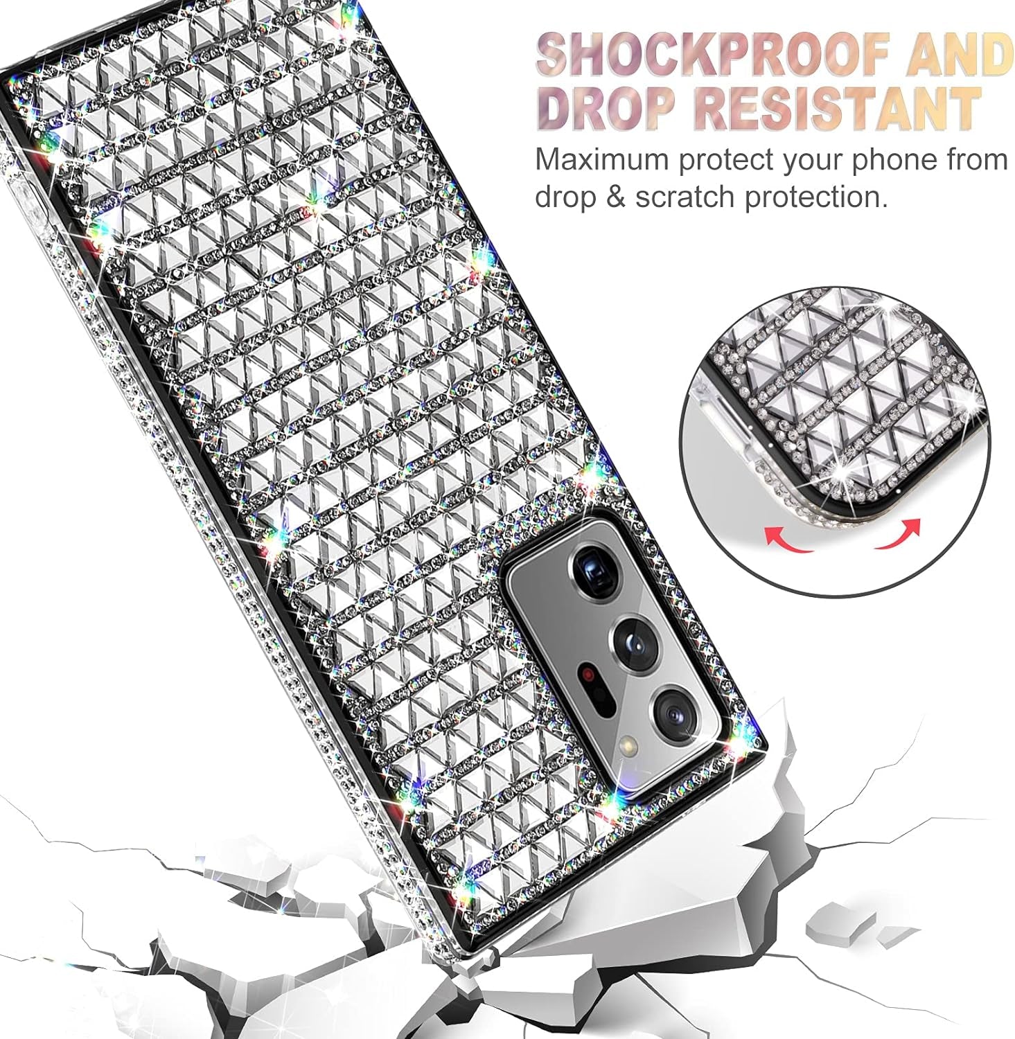 KANGHAR Galaxy Note 20 Ultra Case Bling,Glitter Samsung Note 20 Ultra Case Girly Girls Women Bling Rhinestone Sparkle Protective Cover Phone Case for Samsung Galaxy Note 20 Ultra-Sliver  KANGHAR   