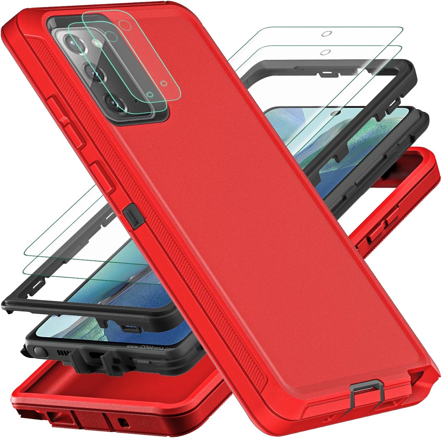 YKHJKLEC for Samsung Galaxy Note 20 Case, Military Grade Shockproof/Drop Proof/Dust Proof Case with 2Pcs Self Healing Flexible TPU Screen Protector & Camera Lens Protector (Blue/Turquoise)  YKHJKLEC Red/Black  