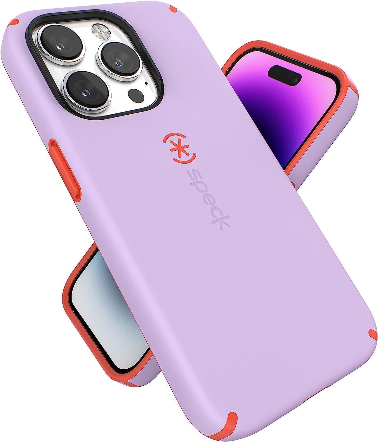 Speck Iphone 14 Pro Case - Slim Phone Case with Drop Protection, Scratch Resistant with Soft Touch for 6.1 Inch Iphone 14 Pro Case - Dual Layer Case, Digital Pink/Energy Red Candyshell Pro  Speck Products Spring Purple/Energy Red  