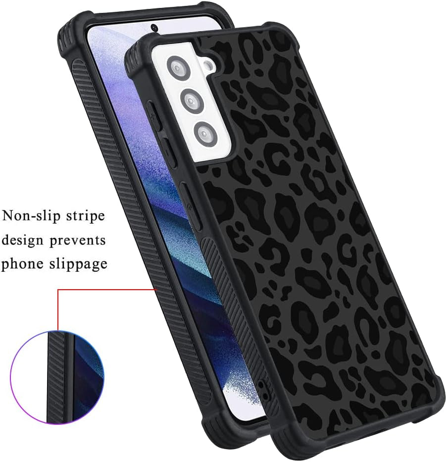 KANGHAR Case Compatible with Samsung Galaxy S21,Black Leopard Design,Tire Texture Non-Slip +Shockproof Rugged TPU Protective Case for Samsung Galaxy S21 6.2 Inch (2021) Leopard Pattern  KANGHAR   