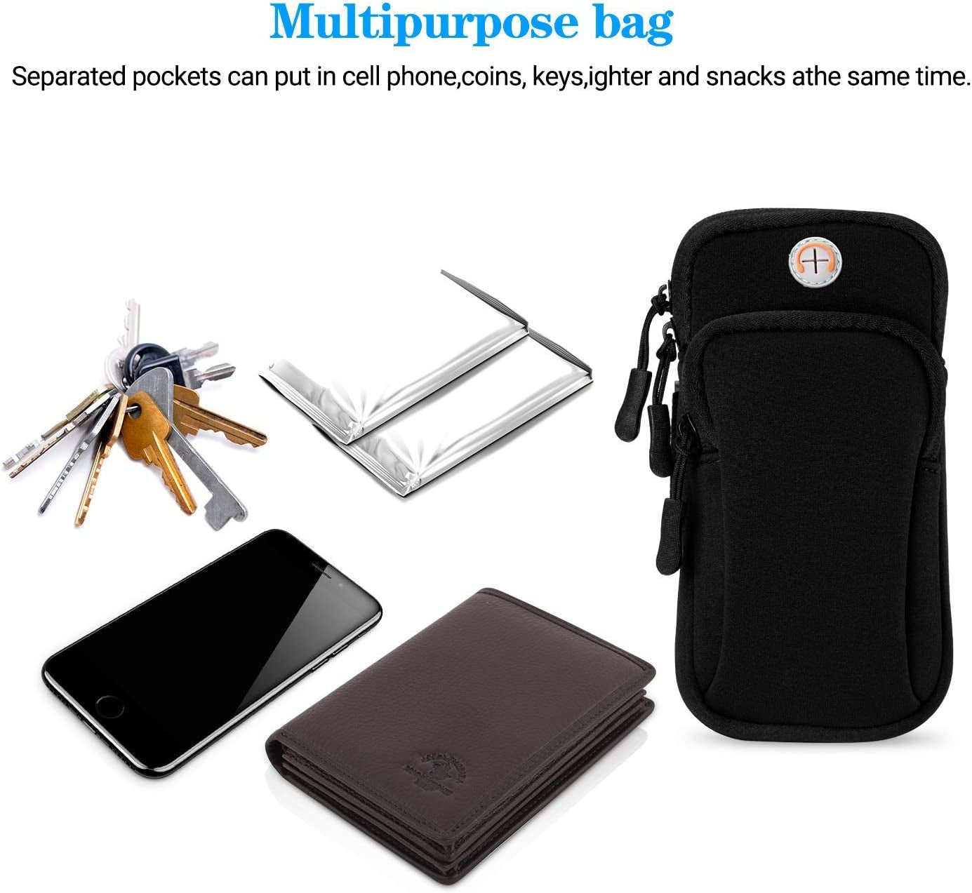 Aiscrofa Cell Phone Armband for Iphone13 12 11 Pro XR XS X 8 7 6 6S, Galaxy S21 Ultra S20 S10 S9 Sweatproof Sports Running Armband with Adjustable Elastic Band & Key Holder for Running, Walking  CN-DG-AST   