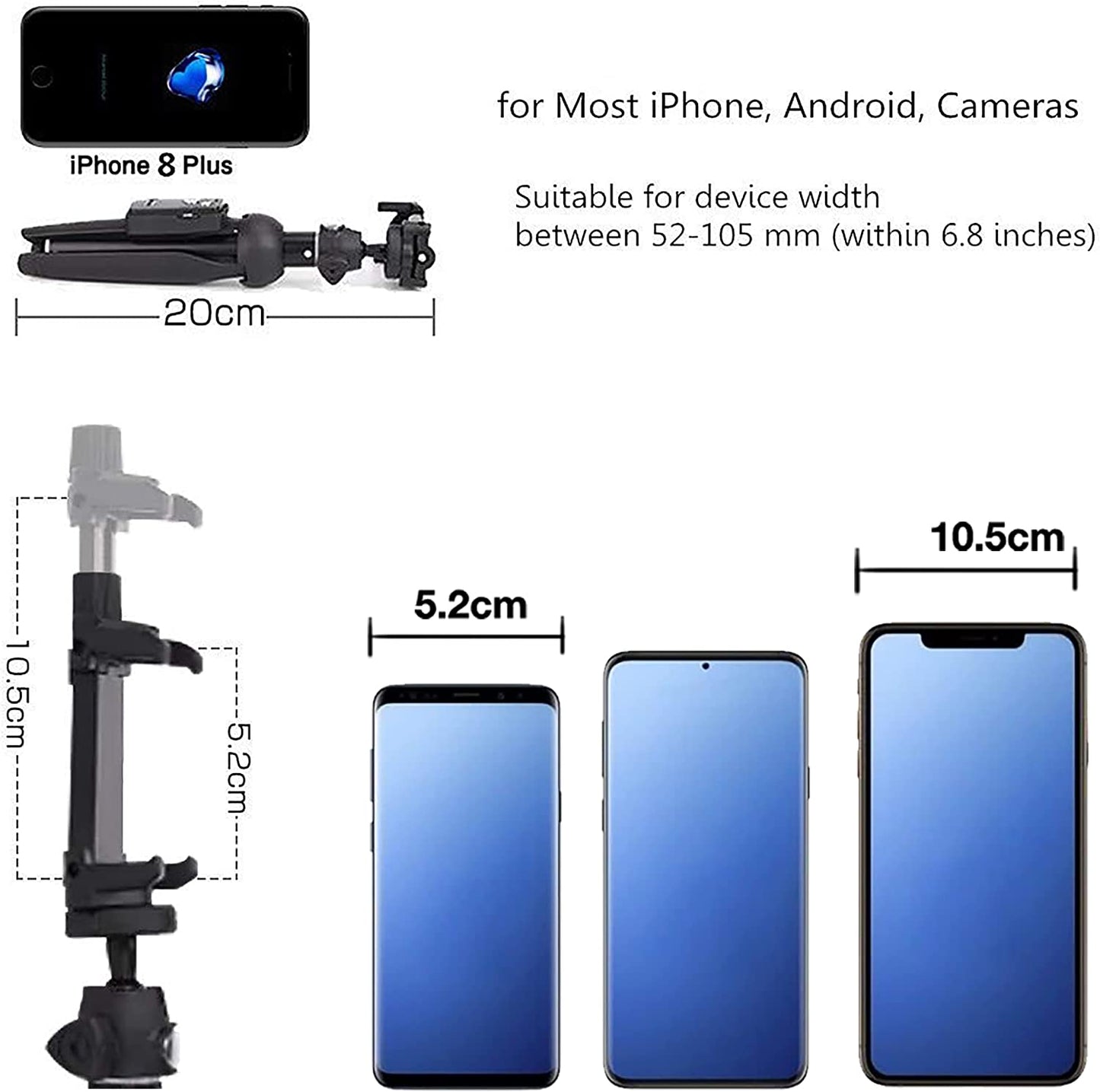 Portable 40 Inch Aluminum Alloy Selfie Stick Phone Tripod with Wireless Remote Shutter Compatible with 14 13 12 11 Pro Max Xr X 8 7 6 Plus, Android Smartphone  bluehorn   