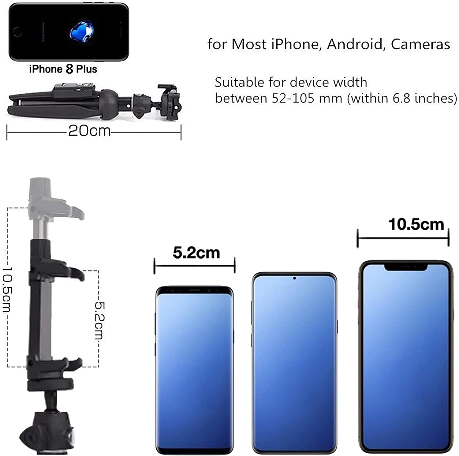 Portable 40 Inch Aluminum Alloy Selfie Stick Phone Tripod with Wireless Remote Shutter Compatible with 14 13 12 11 Pro Max Xr X 8 7 6 Plus, Android Smartphone  bluehorn   