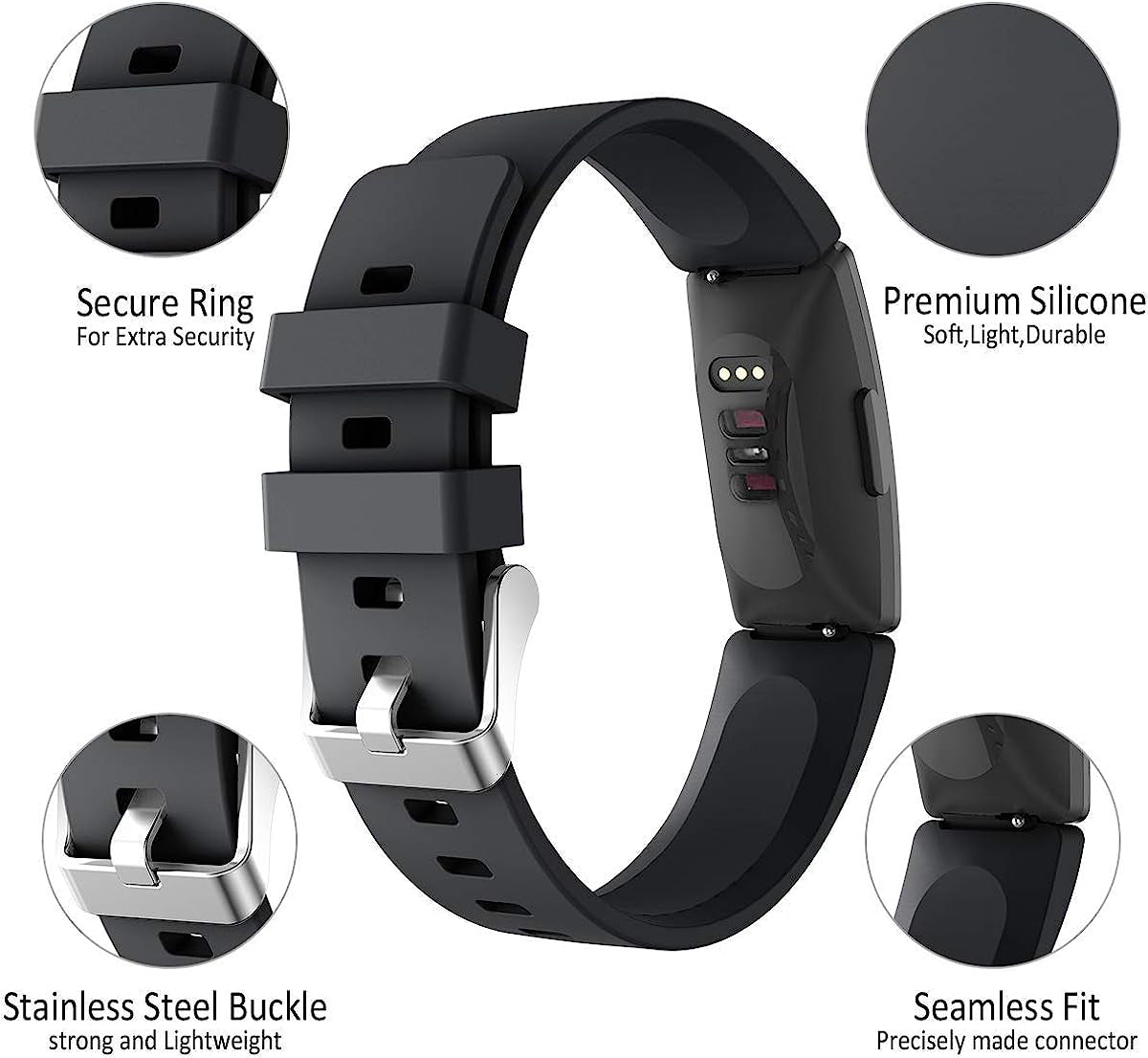 3 Pack Bands for Fitbit Inspire 2/Inspire/Inspire Hr/Ace 2/Ace 3 Fitness Tracker,Silicone Fitness Sport Wristbands for Women Men  SENGKOB   