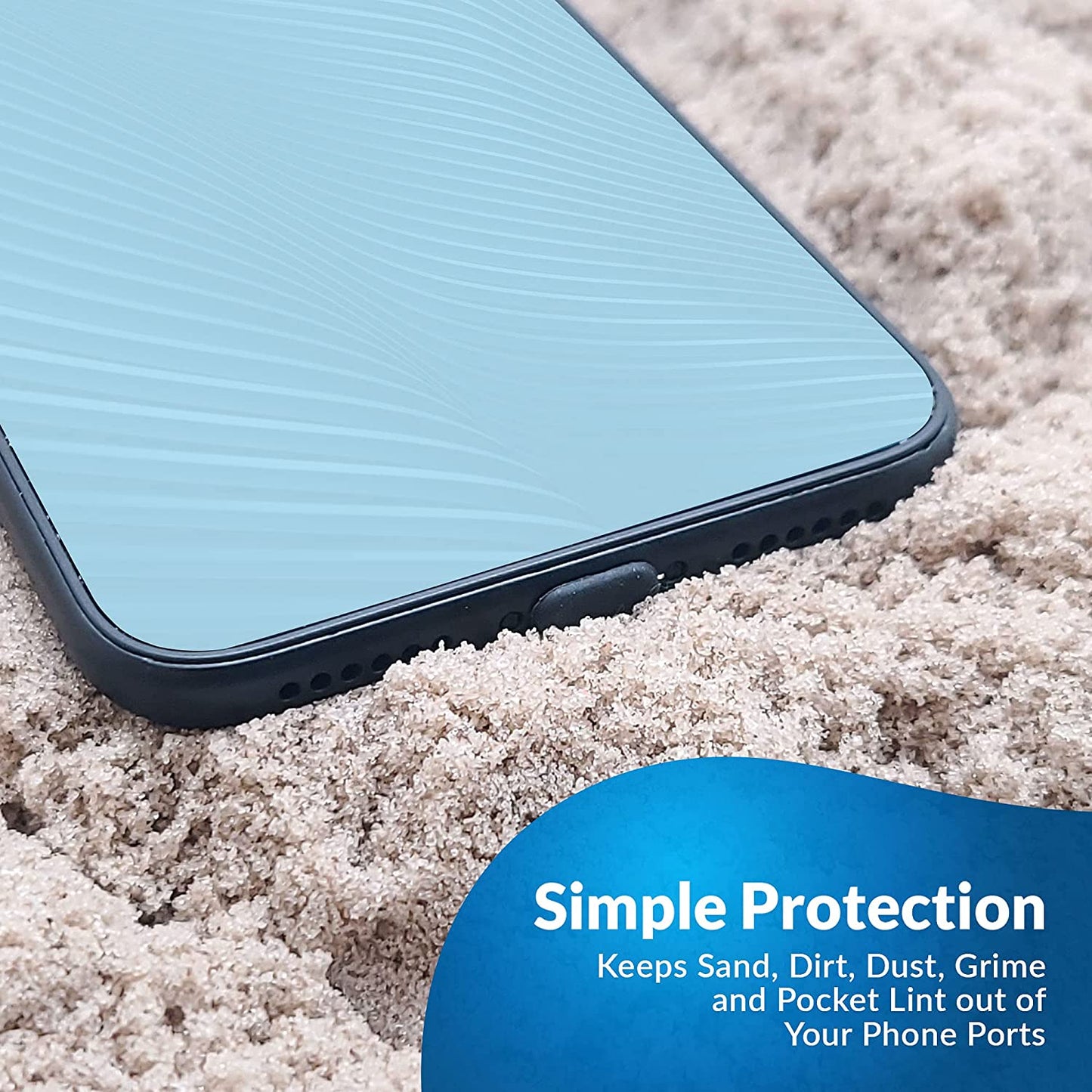 Portplugs Dust Plugs (10 Pack) Flat Design Compatible with Iphone 14, 13, 12, 11, X, 8, 7, Plus, Pro, Max and Air Pods, Includes Charging Port Cleaning Brush (Black)  PortPlugs   