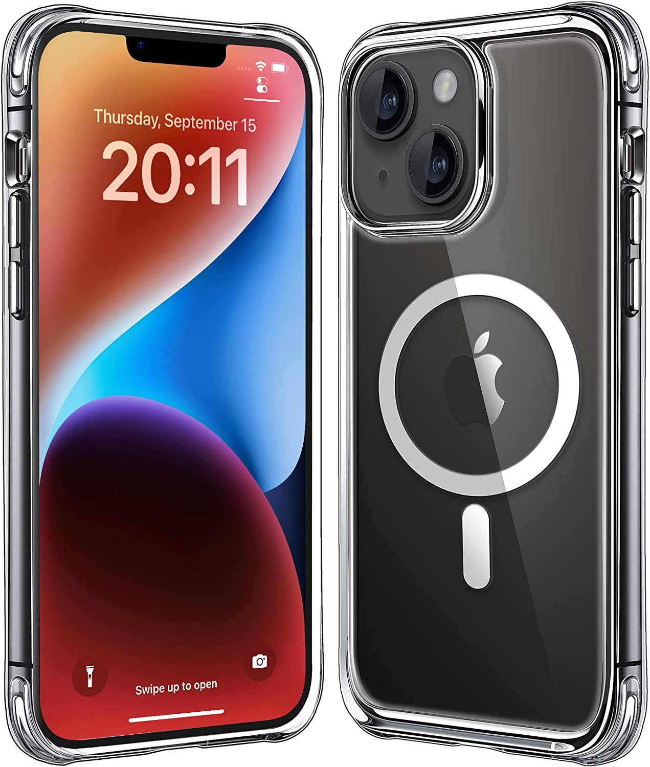 Mkeke Magnetic Designed for Iphone 14 Case for Iphone 13 Case Clear with Magsafe [Military Grade Drop Protection] [Not Yellowing] Shockproof Phone Case for Apple Iphone 13/14 - Purple Blue  Shenzhen Make Technology Company Limited Clear  