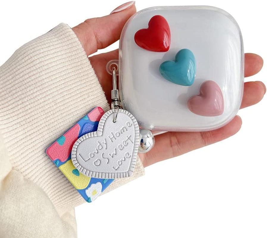 HENJI Case for Beats Fit Pro, 3D Cute Love Heart Protective Cover with Keychain, Transparent Earphone Protective Case for Beats Fit Pro Charging Box, Gift for Girls Women (Love Heart 2)  HENJI love heart 1  