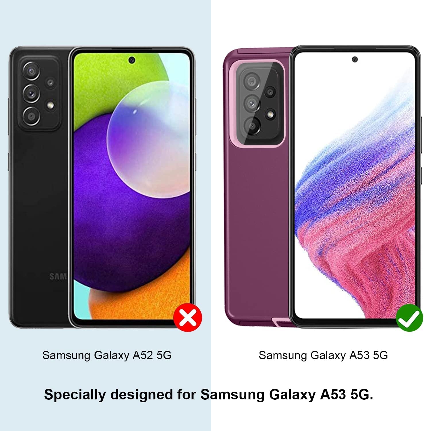 ONOLA Galaxy A53 5G Case: Winered Pink, Tempered Glass + HD Screen Protector (2 Pack)  ONOLA   