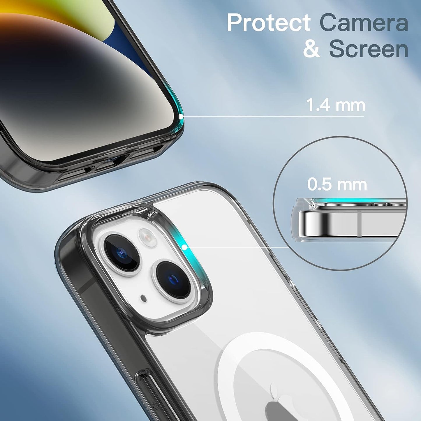 Jetech Magnetic Case for Iphone 14 plus 6.7-Inch Compatible with Magsafe Wireless Charging, Shockproof Phone Bumper Cover, Anti-Scratch Clear Back (Black)  JETech   