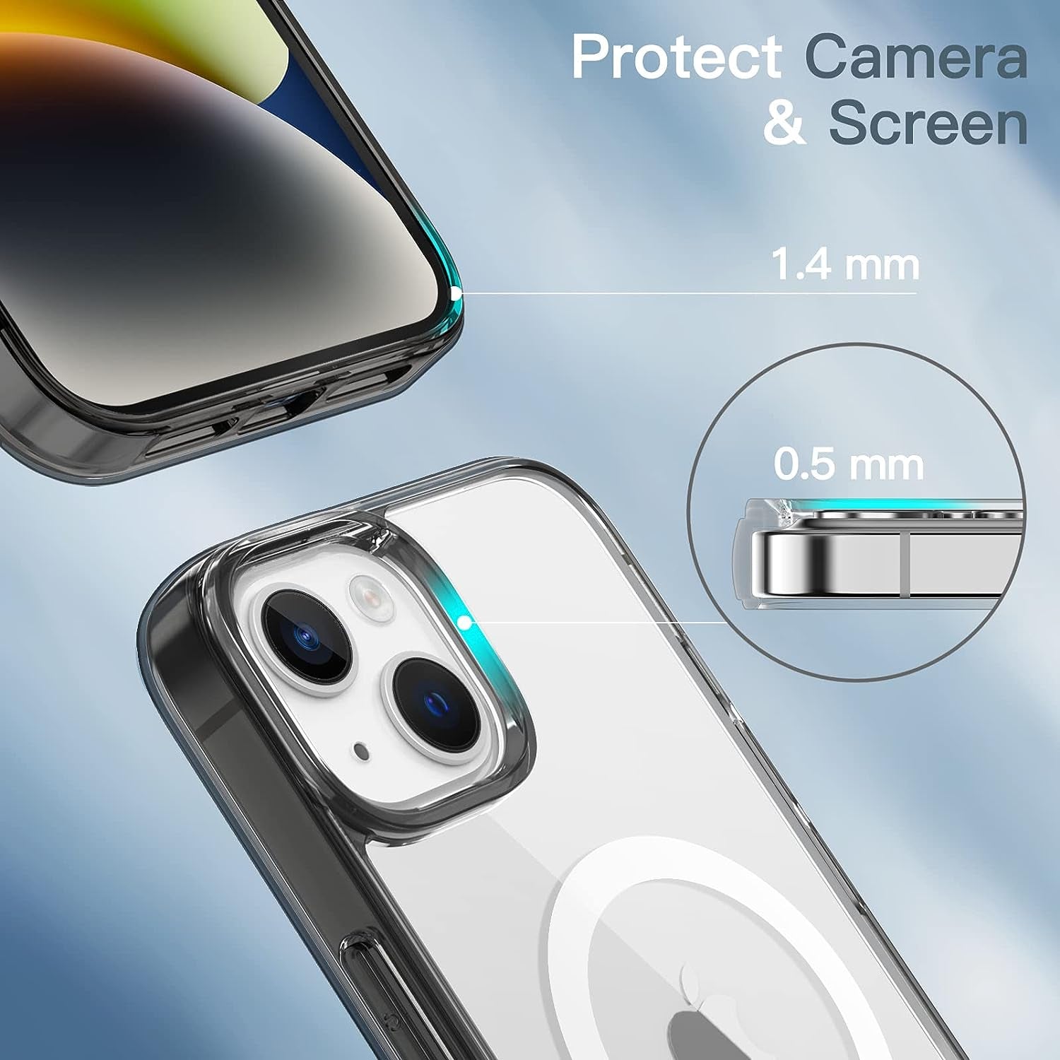 Jetech Magnetic Case for Iphone 14 plus 6.7-Inch Compatible with Magsafe Wireless Charging, Shockproof Phone Bumper Cover, Anti-Scratch Clear Back (Black)  JETech   