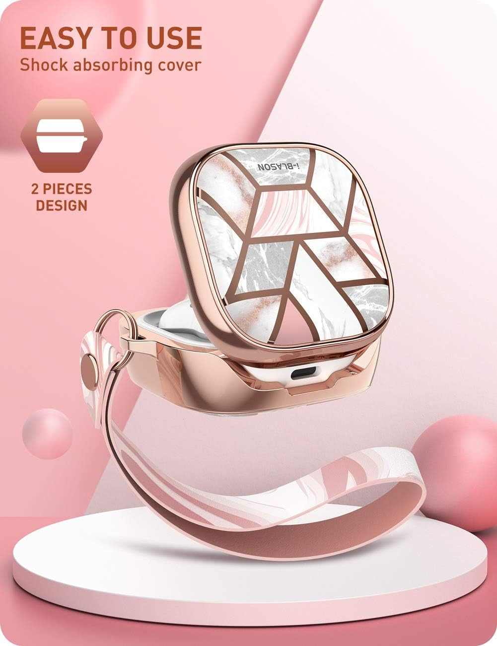 I-Blason Cosmo Series Case for Galaxy Buds2 Pro (2022)/ Galaxy Buds 2 (2021)/ Galaxy Buds Pro (2021)/ Galaxy Buds Live, 360° Protective Stylish Galaxy Buds Case (Marble)  i-Blason   