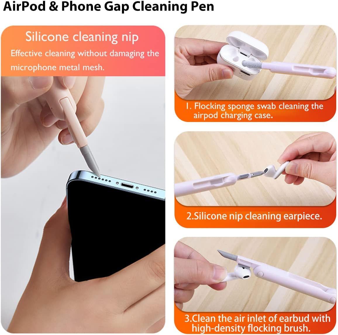 7 in 1 Electronic Cleaner Kit, Multifunction Keyboard Brush, Portable Computer Cleaner Kit with 3 in 1 Airpods Cleaner Pen, Keyboard Brush, Keycap Buckle, Spray Bottle and Screen Cleaning Flannelette  Shapelocker   