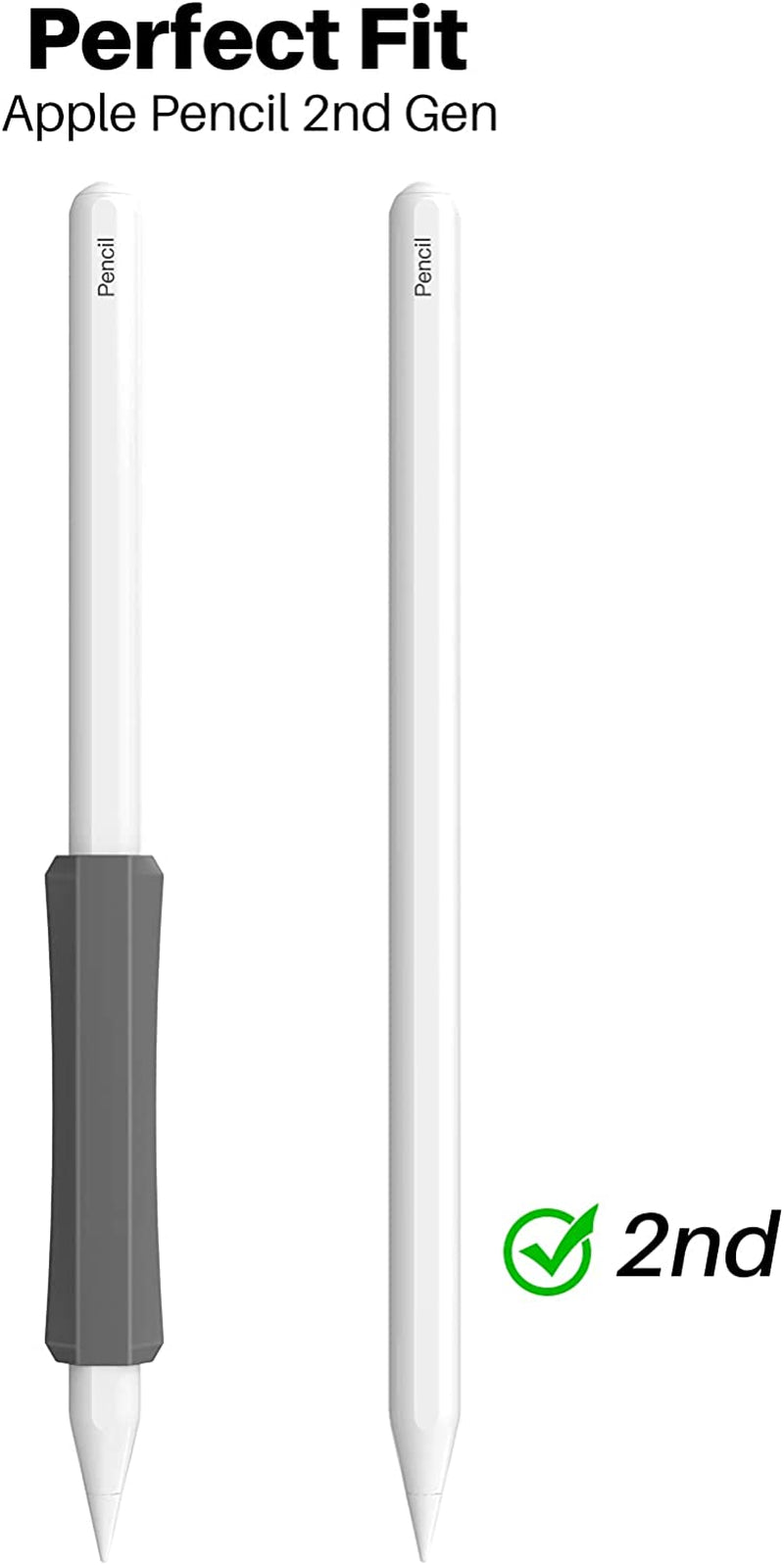 NIUTRENDZ 3 Pack Apple Pencil Grip Silicone Case Accessories Cover Ergonomic Design Sleeve Compatible with Magnetic Charging and Double Tap (Apple Pencil 2Nd Generation, White + Grey + Black)  NIUTRENDZ   