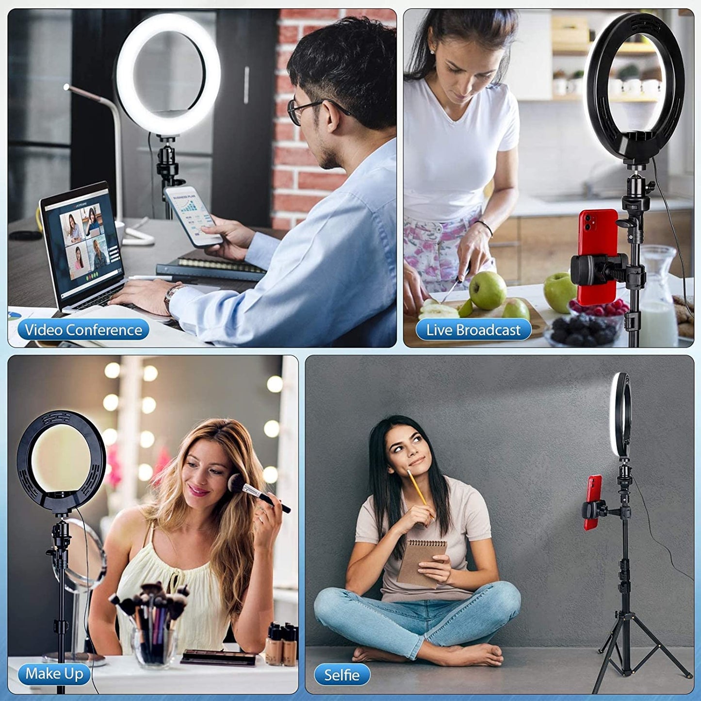 HPUSN Ring Light Tripod:Selfie Ring Light Phone Holder with Dimmable Led Ring Light for Youtube/Live Stream/Makeup/Vlog/Tiktok Compatible with Smartphone  HPUSN   