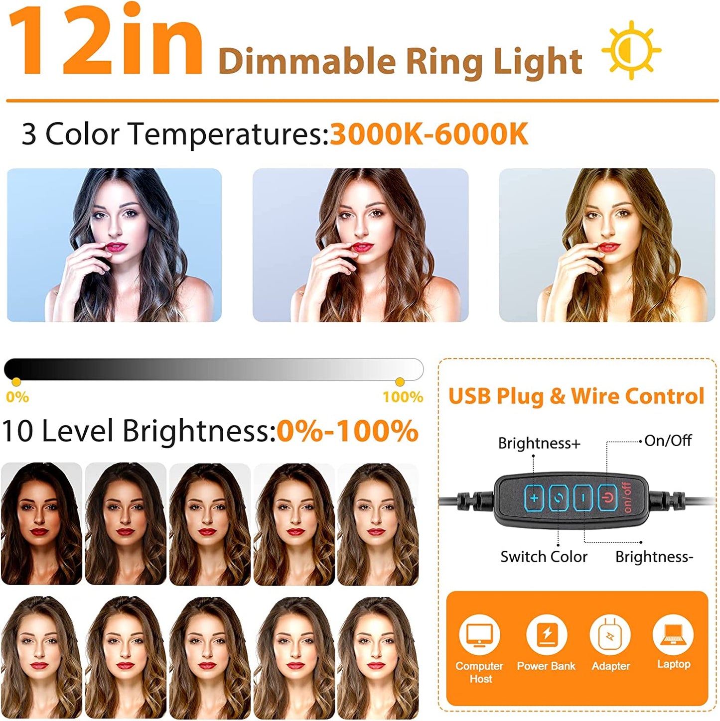 Ubeesize 12'' Ring Light with 62'' Selfie Stick Tripod, LED Ring Light with Stand and Phone Holder for Recording/Makeup/Youtube/Tik Tok, Compatible with Cell Phone, Camera  UBeesize   