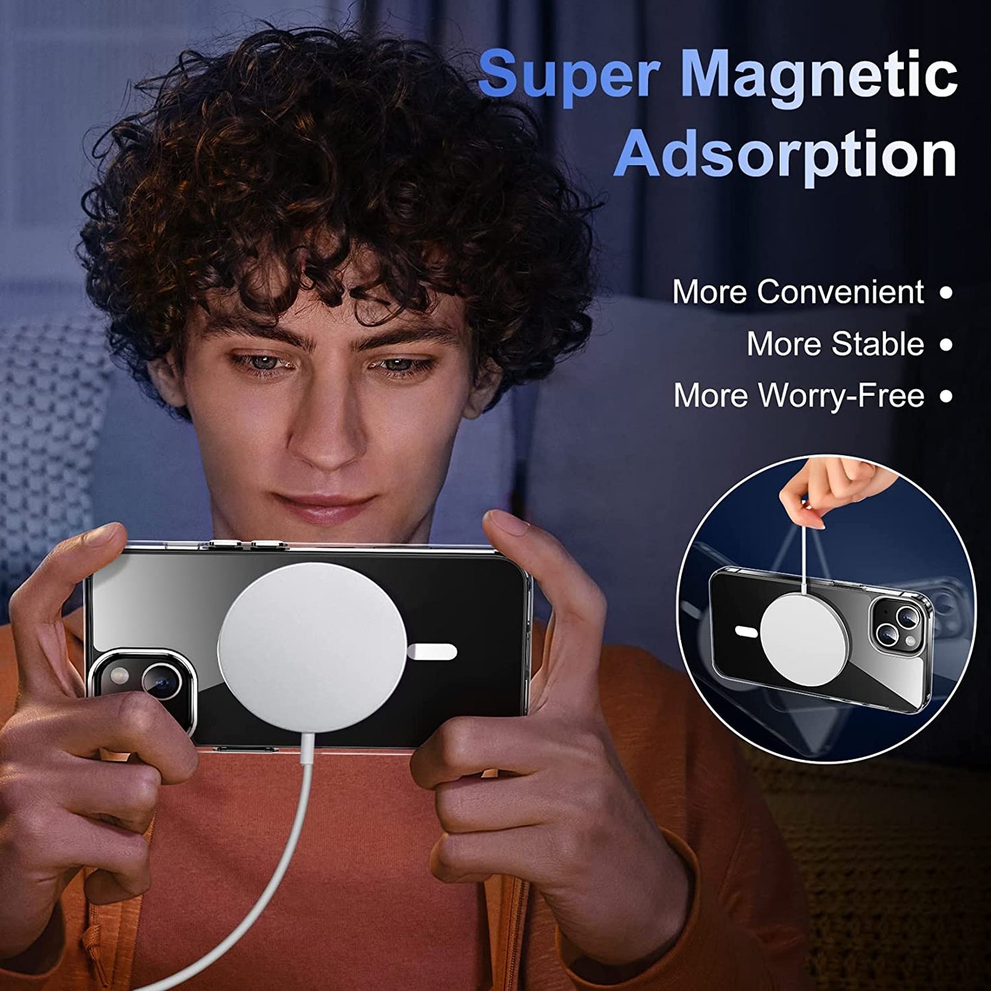 Temdan Magnetic for Iphone 14 Case,[Not Yellowing] with 2 Pack [Glass Screen Protector + Lens Protector] Military Drop Protection Shockproof Slim Iphone 14 Phone Case 6.1"-Clear  Temdan   