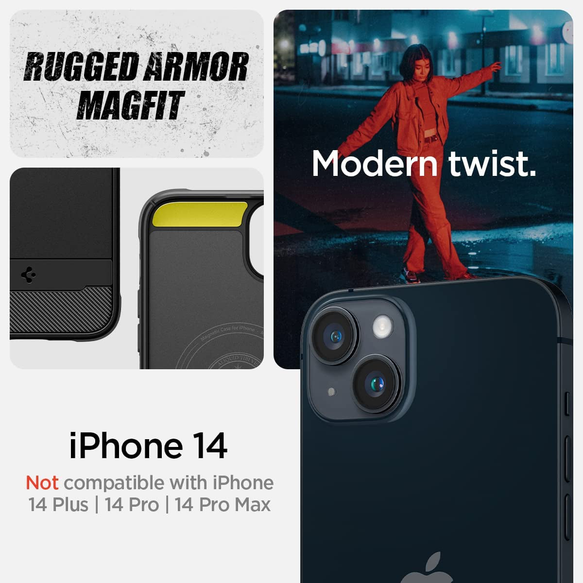 Spigen Rugged Armor (Magfit) [Extreme Protection Tech] Designed for Iphone 14 Case (2022) - Matte Black  Spigen   