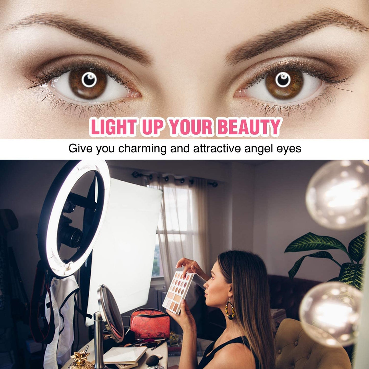 Ring Light 18 Inch LED Ringlight Kit with 73 Inch Tripod Stand with Phone Holder Adjustable 3200-6000K Color Temperature Circle MUA Lighting for Camera for Vlog, Makeup,Youtobe, Video Shooting, Selfie  Yesker   