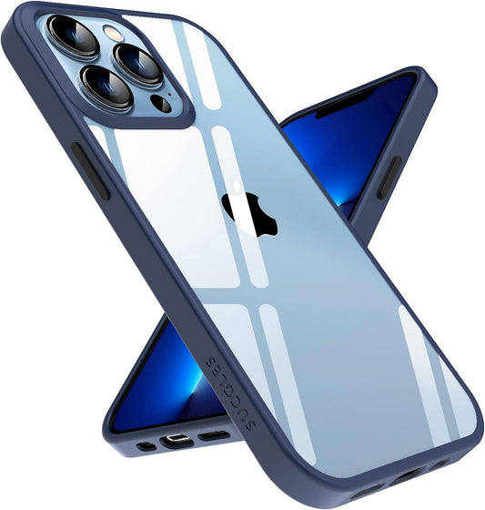 [2023 New] for Iphone 13 Pro Case Clear, [Non-Yellowing] [Military Drop Protection] Shockproof Bumper Slim Fit Phone Case Thin Cover for Apple 13Pro (6.1 In, Clear-Navy Blue)  Gotrays Gavin LLC   