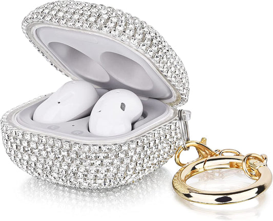 Case for Samsung Galaxy Buds 2 / Buds Live/Buds Pro/Buds 2 Pro, Filoto Cute TPU Earbuds Protective Case Cover with Shiny Disco Ball Keychain Accessories for Women Girls (Glittery Silver)  Kerle   