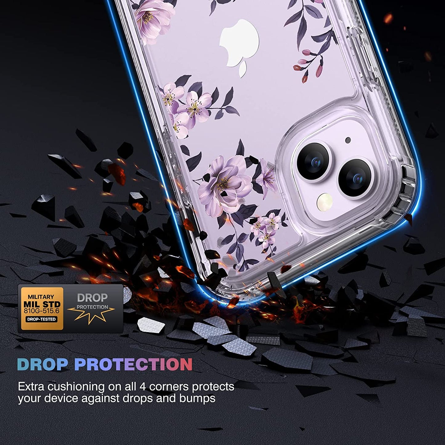 Diaclara Designed for Iphone 14 Case, Full Body Rugged Case with Built-In Touch Sensitive Anti-Scratch Screen Protector, with Camera Lens Protector for Iphone 14 6.1" (Camellia)  Diaclara   