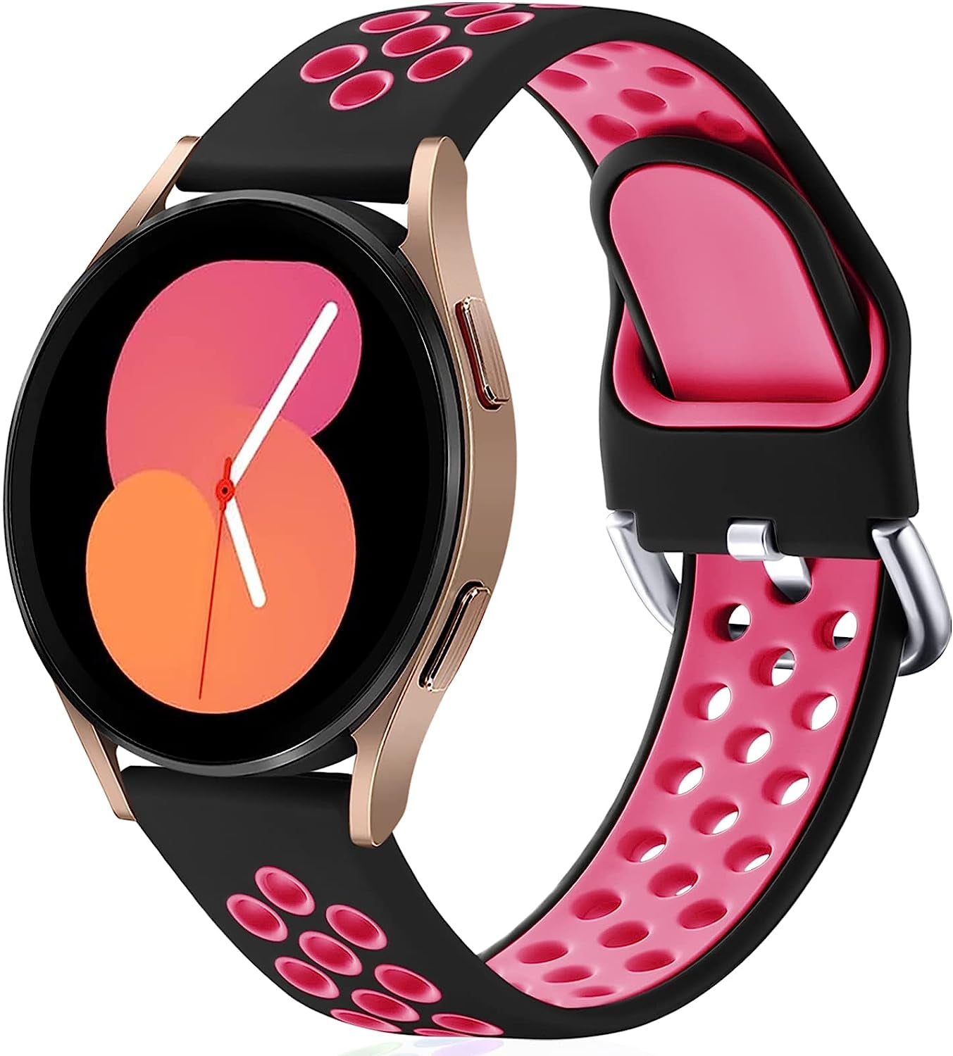 Lerobo Sport Bands Compatible with Samsung Galaxy Watch 4 Band/Galaxy Watch 5 Band,Active 2 Watch Bands/Galaxy Watch 3 Band/Galaxy Watch Band, 20Mm Soft Silicone Sport Strap Replacement Women Men  Lerobo Black-Red Large 