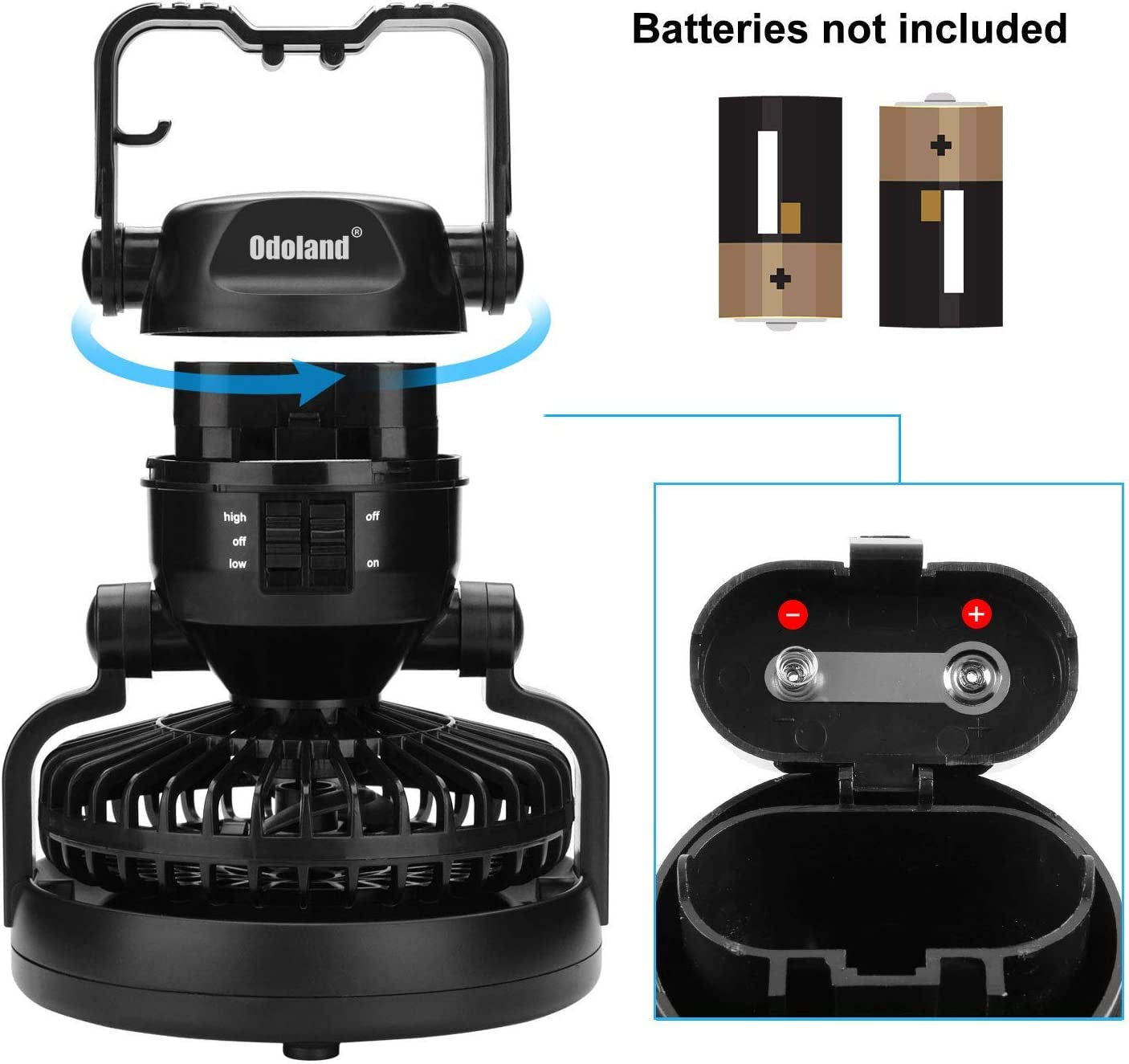 Odoland Portable LED Camping Lantern with Ceiling Fan - Hurricane Emergency  Odoland   