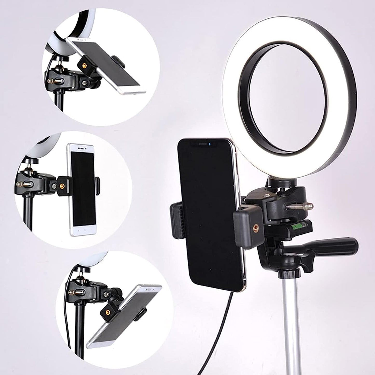 Wongping 6" Ring Light with Tripod Stand for Youtube Video Selfie Live Stream and Makeup Dimmable LED Camera Light with Cellphone Holder Desktop 48 Led Lamp  WongPing   