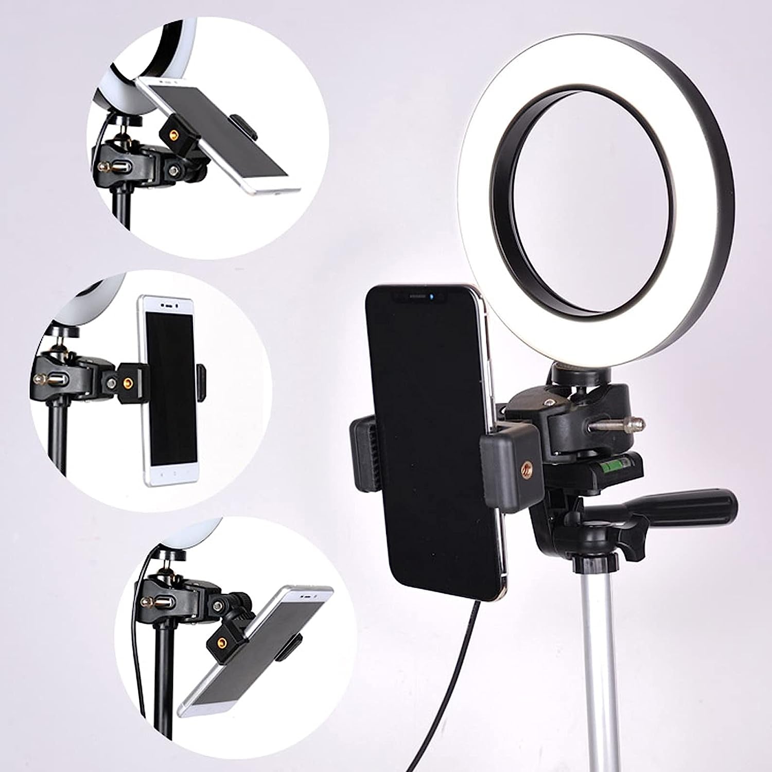 Wongping 6" Ring Light with Tripod Stand for Youtube Video Selfie Live Stream and Makeup Dimmable LED Camera Light with Cellphone Holder Desktop 48 Led Lamp  WongPing   