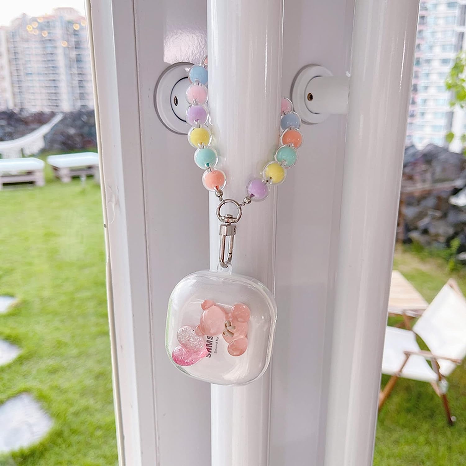 AOLABOKY Earphone Case for Samsung Galaxy Buds Live/Buds Pro/Buds 2 Charging Box,Cute Cartoon Bear Rabbit Transparent Earphone Protective Case with Keychain (Bear)  AOLABOKY   