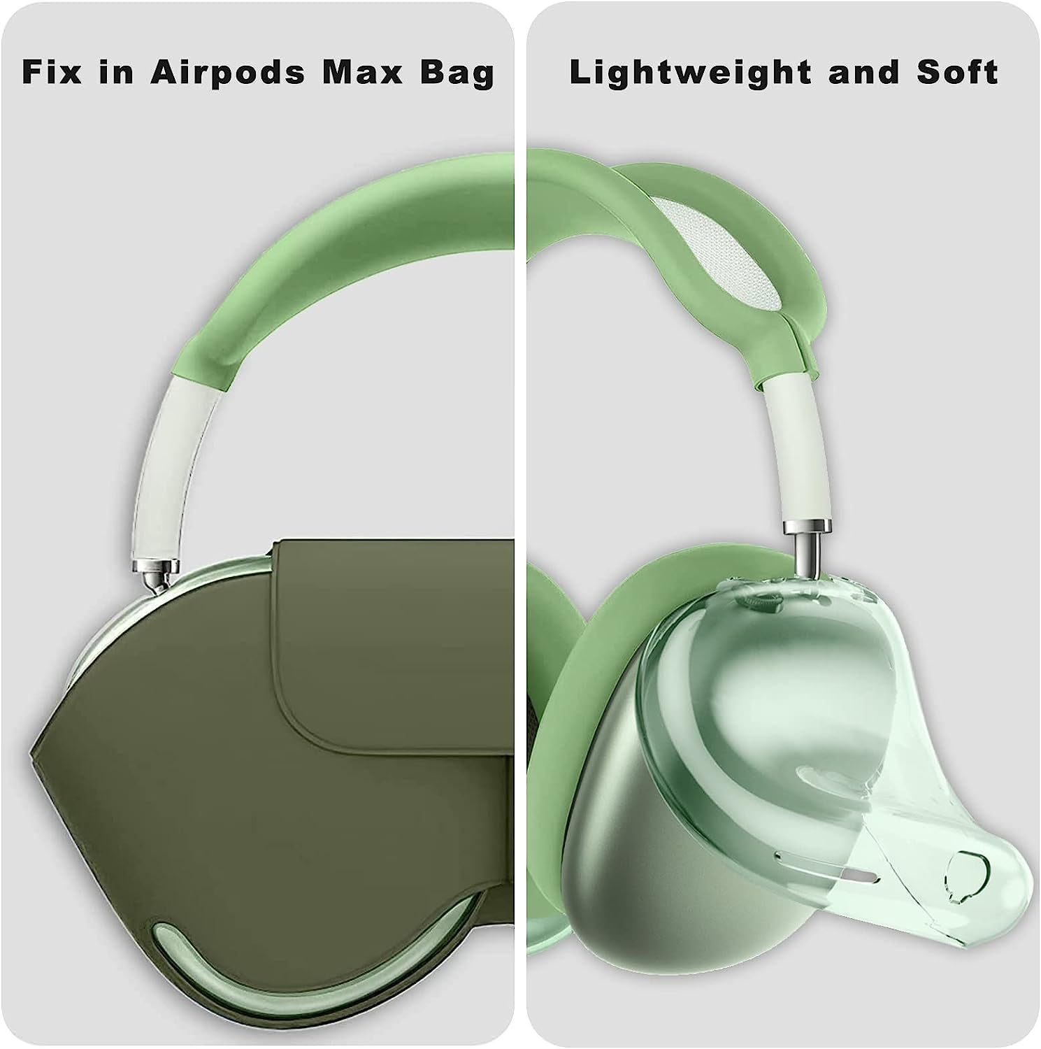 Aiaabq for Airpods Max Case Cover,Anti-Scratch Ear Pad Case Cover/Ear Cups Cover/Headband Cover for Airpods Max. Clear Soft TPU and Silicone,Skin Scratch Proof (Green)  Aiaabq   