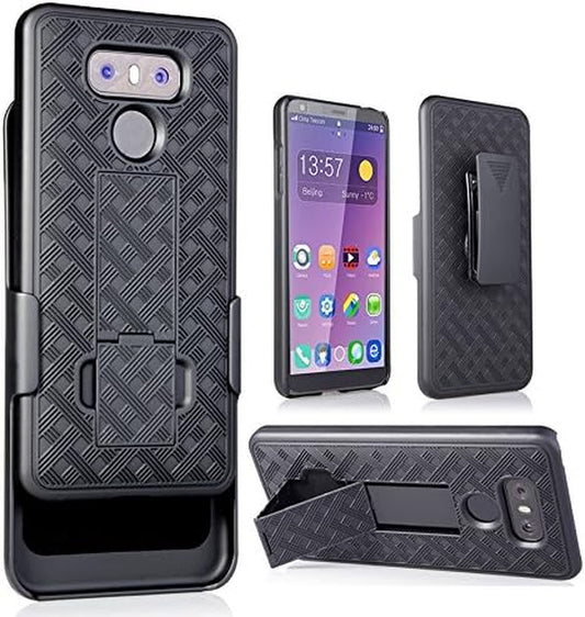 Case with Clip for LG G6, Nakedcellphone Black Kickstand Cover and Belt Hip Holster Combo for LG G6 Phone (LG VS988, LS993, H872, H870, H871, H872)  Nakedcellphone   
