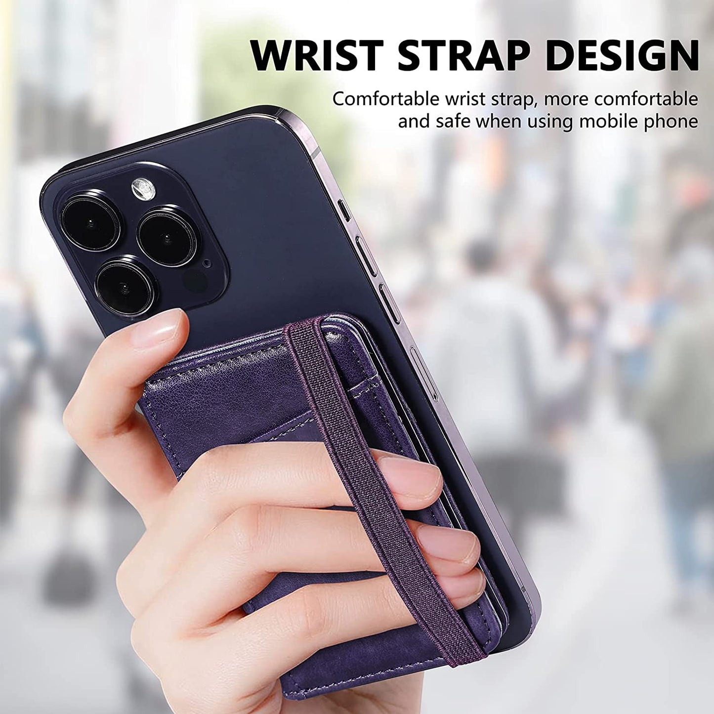 Magsafe Wallet Stand for Apple Iphone 14/13/12 Series, Samsung Galaxy Android Phones, Fit 6 Cards Mag Safe Card Holder, Magnetic Leather Phone Wallet for Iphone 14 Pro MAX/14 Pro/14 plus (Purple)  LINYUNE   