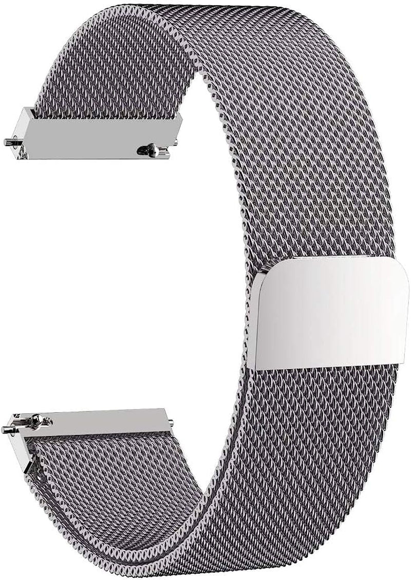 22Mm Stainless Steel Mesh Loop Bracelet Strap Compatible with Samsung Galaxy Watch 3 45Mm/Gear S3 Frontier/Classic Band, Replacement for Ticwatch Pro/Samsung Galaxy Watch 46Mm  YZWDTGS Silver  