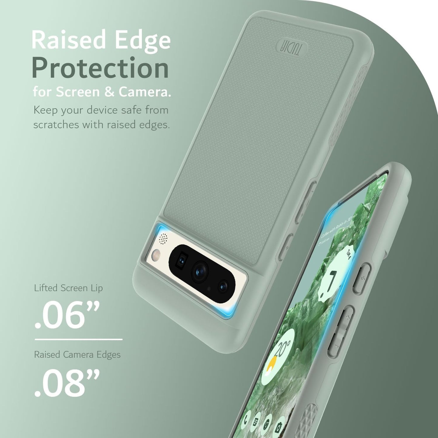 TUDIA Mergegrip Designed for Google Pixel 8 Pro Case 2023, [Magsafe Compatible] Military Grade Slim Dual Layer Heavy Duty Raised Edge Protection Non-Slip Protective Phone Case Cover - Green Lily  TUDIA   