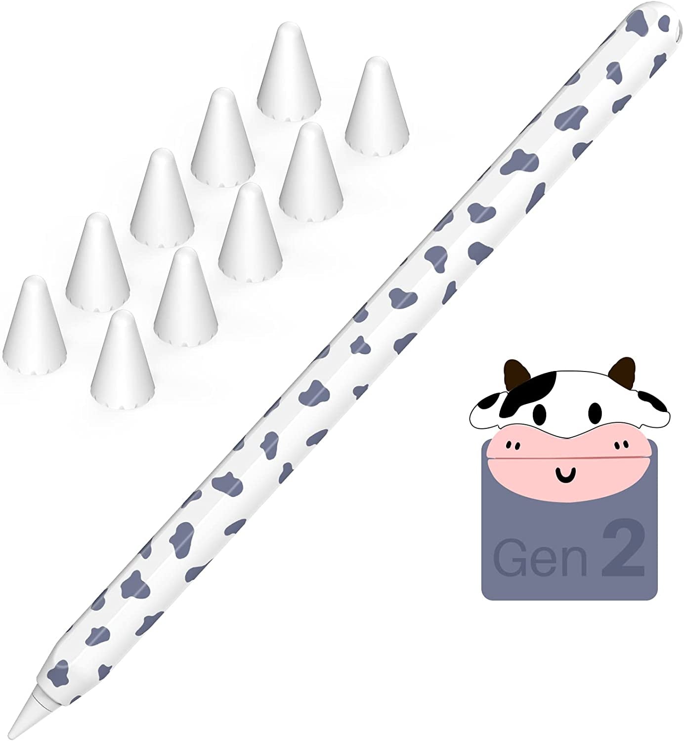 NIUTRENDZ Cow Print Case for Apple Pencil 2Nd Generation Case Cover Silicone Protective Sleeve Skin Accessories with 10Pcs Apple Pencil Tips Cover (Purple)  NIUTRENDZ Violet Blue Apple Pencil 2nd Generation 
