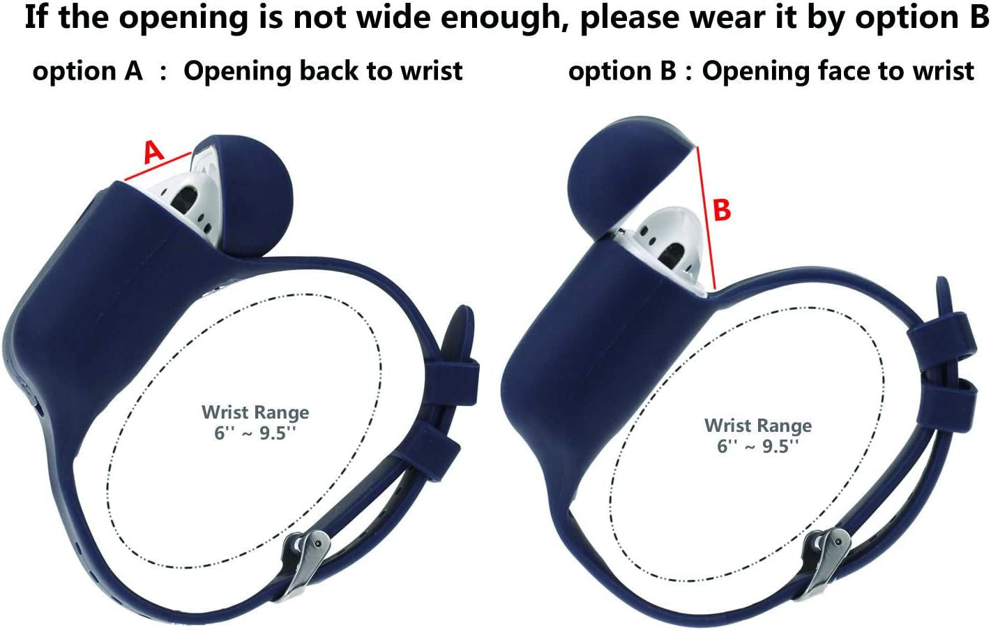 Wrist Band Accessories for Airpods/Airpods 2 Case Sport Strap Cover Full Protective Silicone Skin Compatible with Apple Airpods 1St and 2Nd Wireless Charging Case (Black+Blue)  BabyValley   