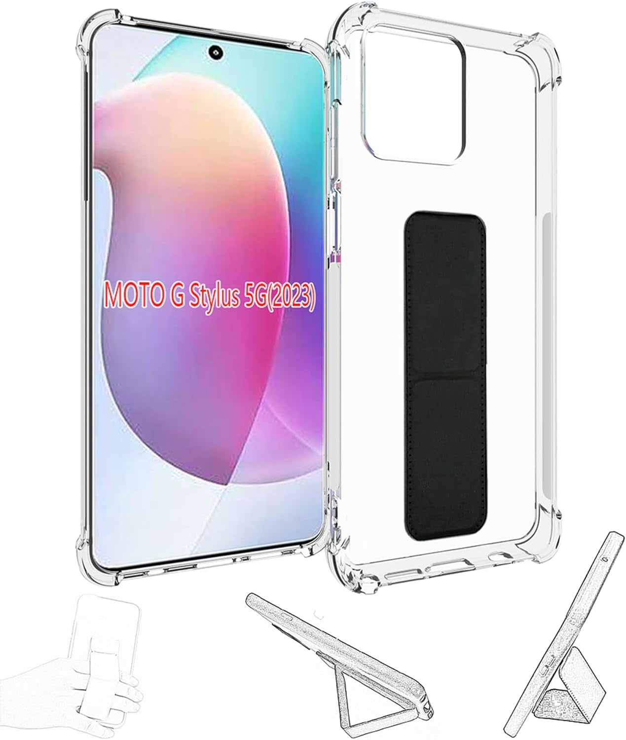 Jioeuinly for Sony Xperia 1 V Case Compatible with Sony Xperia 1 V Phone Case Cover [Adhesive Folding Support] [Shockproof Protection] Clear  jioeuinly G Stylus 5G  