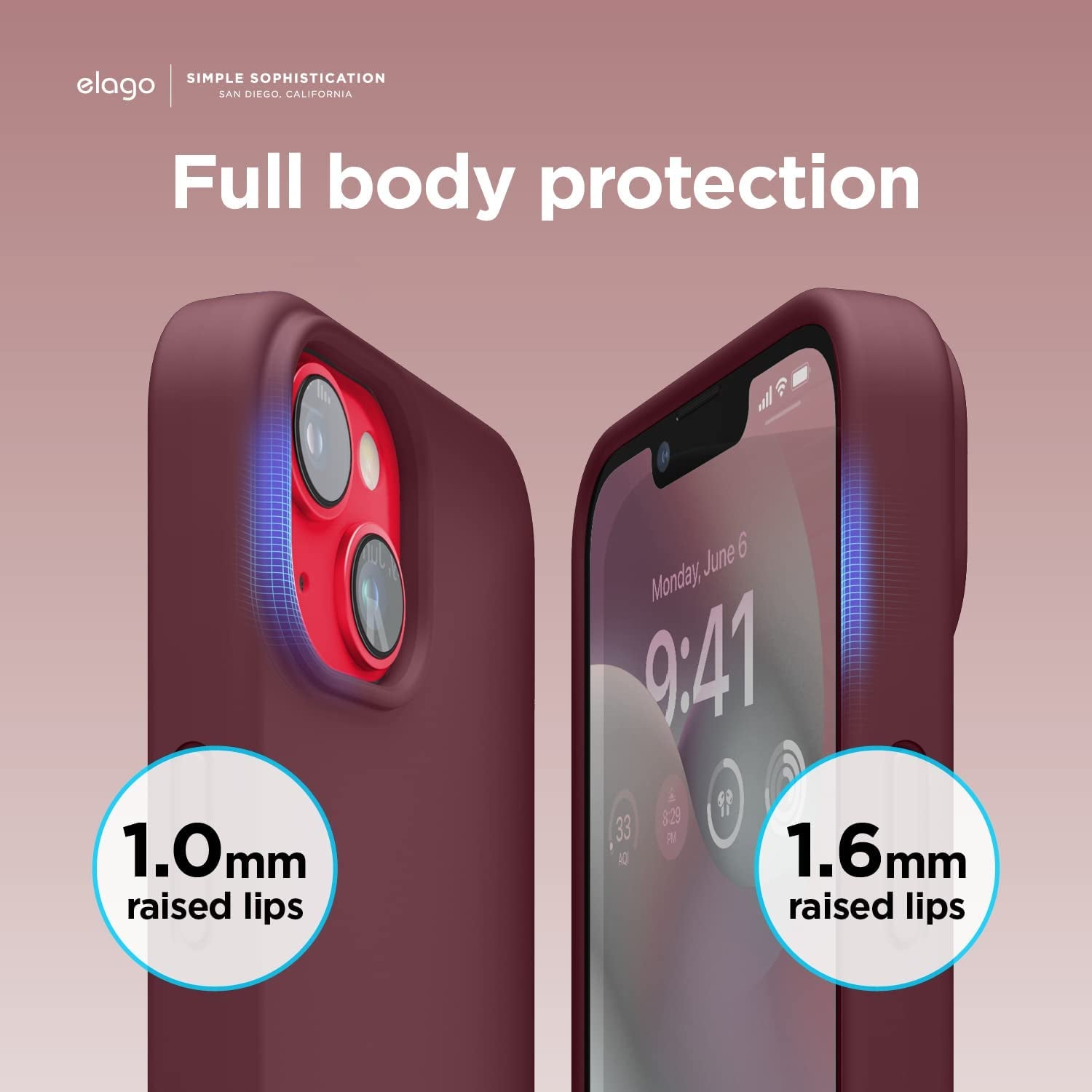 Elago Compatible with Iphone 14 Case, Liquid Silicone Case, Full Body Protective Cover, Shockproof, Slim Phone Case, Anti-Scratch Soft Microfiber Lining, 6.1 Inch (Burgundy)  elago   