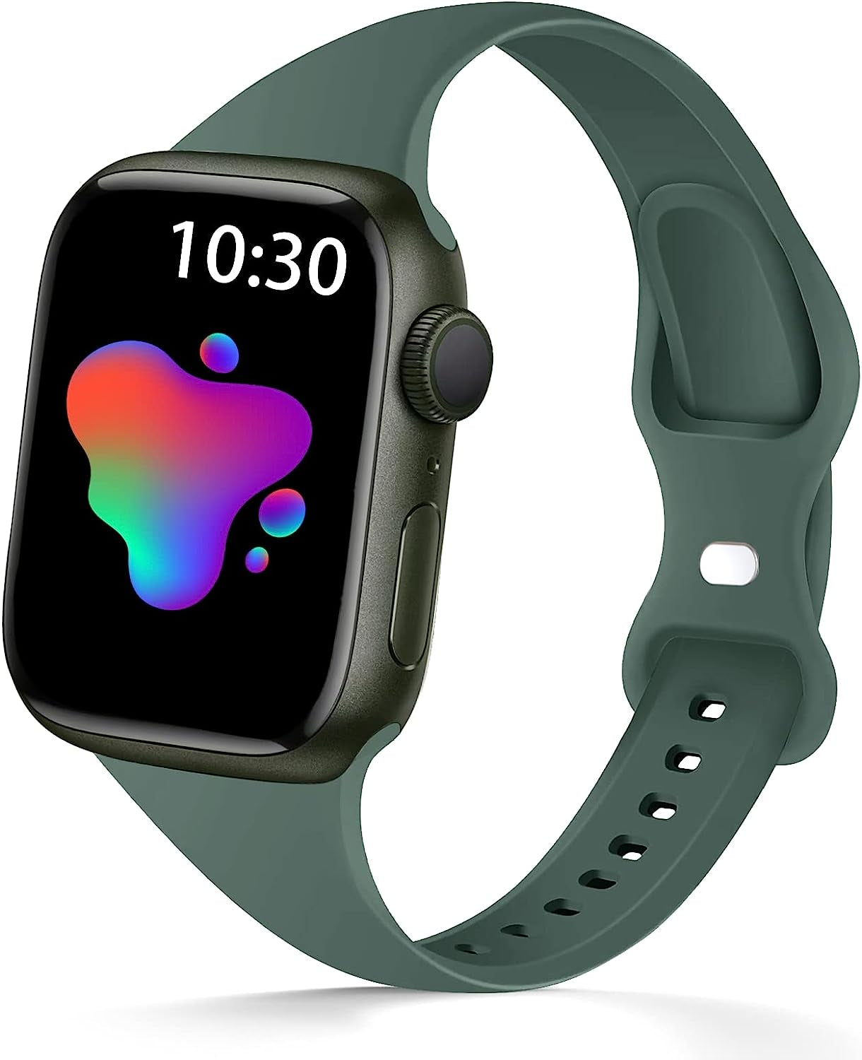 AUSOJOY Compatible with Apple Watch Slim Band, Silicone Sport Band Replacement, 38Mm 40Mm 41Mm 42Mm 44Mm 45Mm, Compatible with Apple Watch Series 7/6/5/4/3/2/1/SE for Women/Men  AUSOJOY Pine Green 42mm/44mm/45mm 