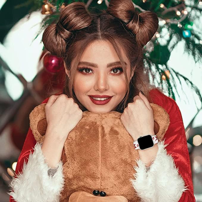 Christmas Watch Bands Compatible with Apple Watch 38Mm/40Mm/41Mm, Soft Silicone Cute Santa Claus Printed Sport Fadeless Strap Bands for Iwatch Series 7/6/5/4/3/2/1 Women Men Kids  sutify   