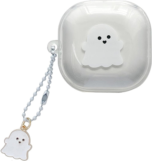 CASEVERSE Case for Samsung Galaxy Buds2 Pro/Buds 2 /Buds Pro/Buds Live with Pendant, Cute Clear Anime Ghost Shockproof Protective Cover for Girls Boys  CASEVERSE   