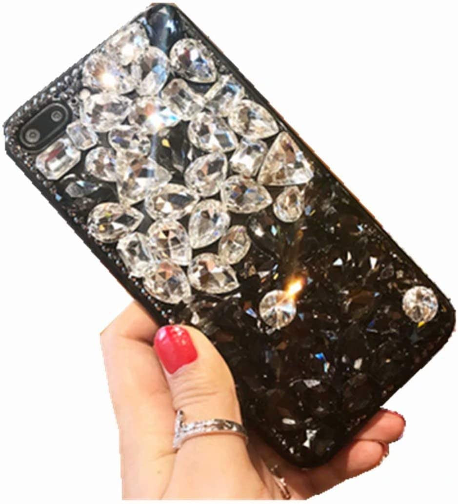 LG G8 Thinq Case,Lg G8 Case,Lg Alpha Full Crystal Diamond Case, 3D Handmade Finger Buckle Luxury Fur Ball Sparkle Crystal Rhinestone Diamond Glitter Bling TPU Case for LG G8 Thinq(Angel/Green)  YuXia White / Black  