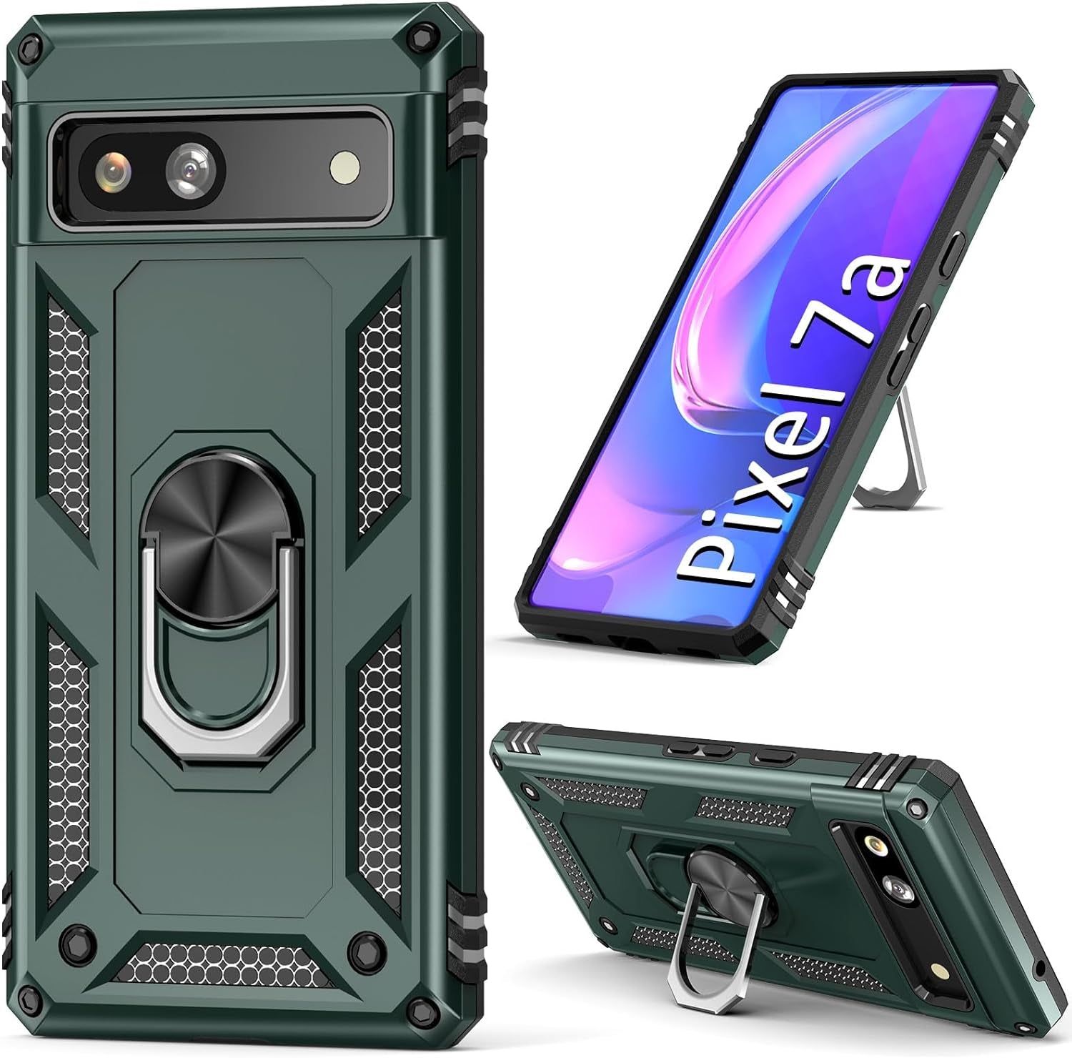 ADDIT Phone Case for Google Pixel 7A Case Pixel 7A Pink Case for Women Girl,With Kickstand Magnetic Ring Holder,Heavy Duty Protective Cover for Google Pixel 7A Rose Gold  ADDIT Teal  