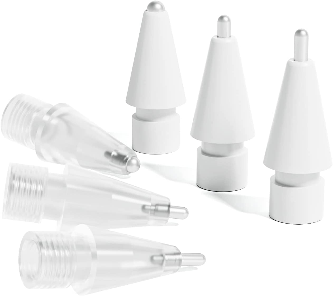 Upgraded Replacement Tips Compatible with Apple Pencil 1St/2Nd Generation&Logitech Crayon, No Wear Out Precise Control Rounded Metal Pencil Nibs for Ipad Pro/Air/Mini Pencil, 6 Pack  Qreninv 6pack-metal  