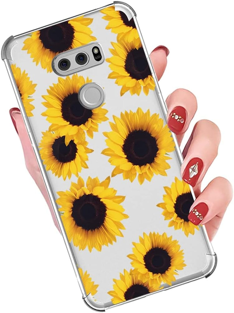 Yerebel Case for LG V30/V30S Thinq/V35 Thinq/V30+/V30 plus Case, US998 Cute Case, Clear Flexible Bumper TPU Soft Rubber Silicone Cover Phone Case for LG V30 (Sunflower)  Yerebel   
