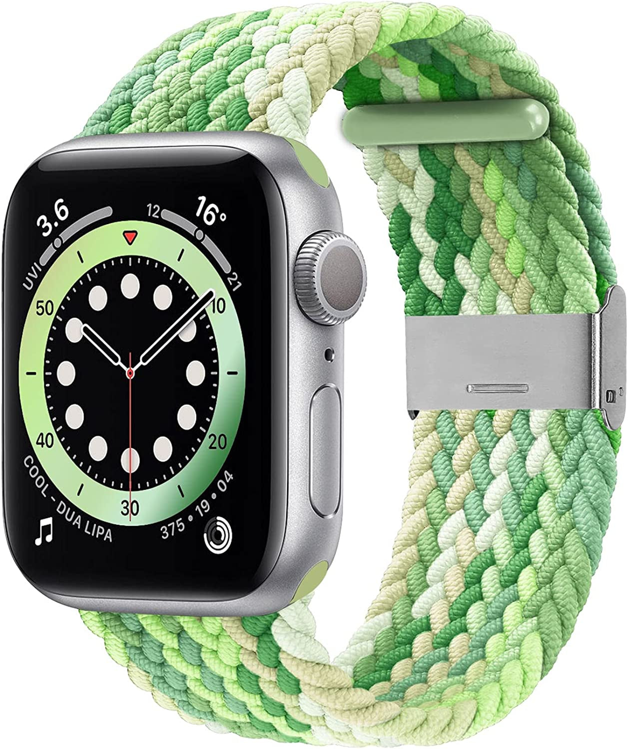 Bagoplus Compatible with Apple Watch Iwatch Bands 49Mm 38Mm 40Mm 41Mm 42Mm 44Mm 45Mm Women Men, Adjustable Braided Solo Loop Stretchable Elastics Sport for Iwatch Series 8/7/6/Se/5/4/3/2/1/Ultra  Bagoplus Gradient Green 42mm/44mm/45mm/49mm - 5.5"-8.5" 