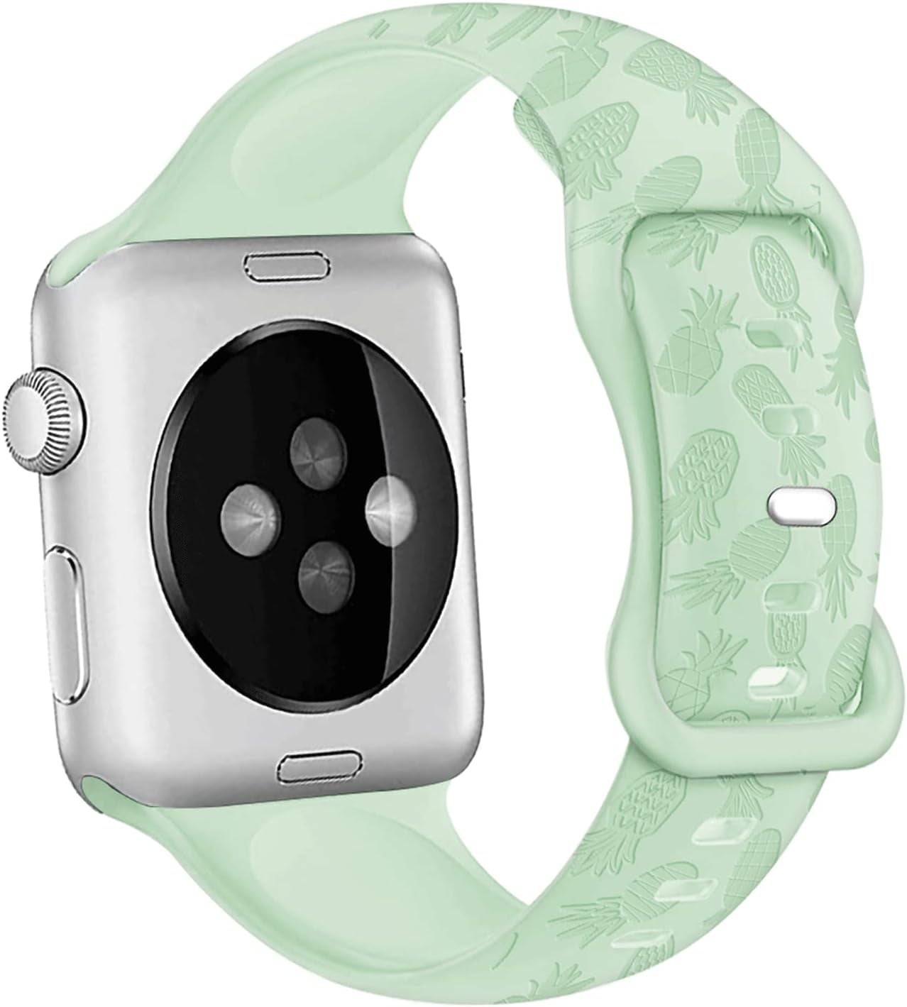 Engraved Pineapple Watch Bands Compatible with Apple Watch 42Mm 44Mm 45Mm, Men Girls Women Laser Printed Soft Silicone Sports Wristband Strap Replacement for Iwatch SE & Series 7/6/5/4/3/2/1 (Green)  Hi-Yoohere   
