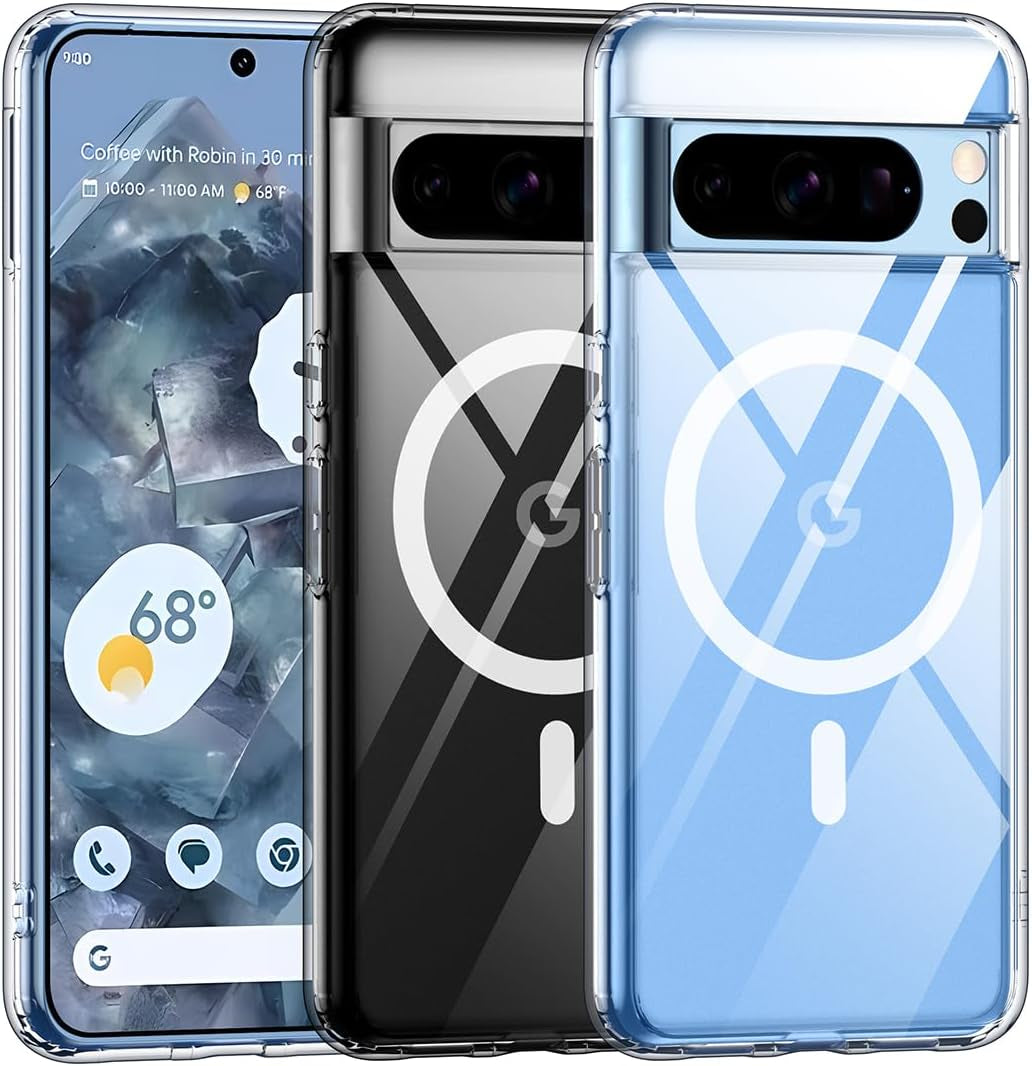 TIANNIUKE Magnetic Case for Google Pixel 8, Translucent Matte Anti-Fingerprint,Compatible with Magsafe,Slim Fit Shockproof Protective Phone Case for Pixel 8 Case (Clear)  TIANNIUKE Clear Pixel 8 Pro(6.7") 