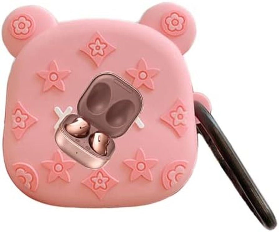 Case Compatible with Samsung Galaxy Buds 2 Case (2021)/ Galaxy Buds Pro (2021)/Galaxy Buds Live (2020)/Buds2 Pro Case (2022), Cartoon Anime Silicone Protective Cute Cover for Women Smart Donkey  KIRDEIVY Pink Bear Galaxy Buds 2/Pro/Live 